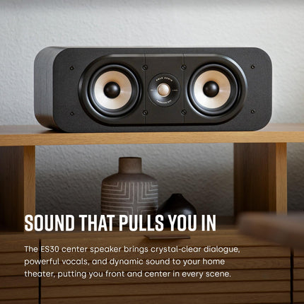 Polk Audio Signature Elite ES30 keskkõlar, õhuke, kõrgresolutsiooniga keskkõlar, Hi-Res sertifitseeritud, Dolby Atmos ja DTS:X ühilduv (tükk), must