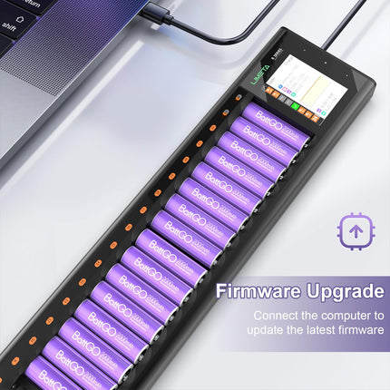 LIMETA 24 pesaga nutikas akulaadija AA AAA universaalne USB-C-tüüpi akulaadija LCD-ekraaniga laetav kiirlaadija laetavad akud Li-Ion LiHv NI-MH NI-Cd