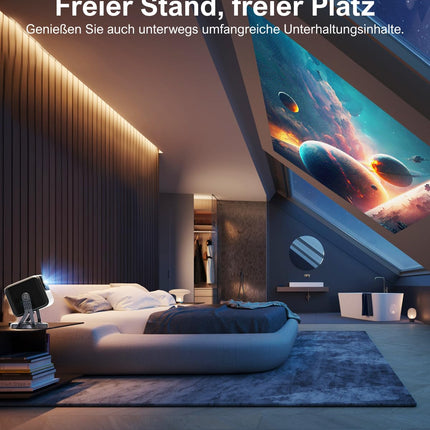 ULTIMEA Projector 4K Support Android TV 11.0 with Netflix, Portable Outdoor Projector with 90° Gimbal Stand-free Design, 600 ANSI Lumens, Dolby Audio, 5G WiFi Bluetooth 5.3 Smart Projector, Nova C40