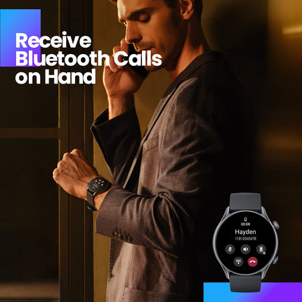 Amazfit GTR 3 Pro 46mm Smartwatch Pro Fitness Watch with GPS, Heart Rate Monitoring, SpO2, Over 150 Sports Modes, Bluetooth Calling, Music Control, Alexa (Black), One Size