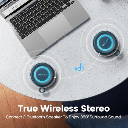 Deeyaple Bluetooth Speaker, Baffle with Intense Bass, Connected Bluetooth 5.3, 15W Bluetooth Speaker, IPX7 Waterproof, Dual Stereo Pairing, with 10 Hours Battery Life (Blue)
