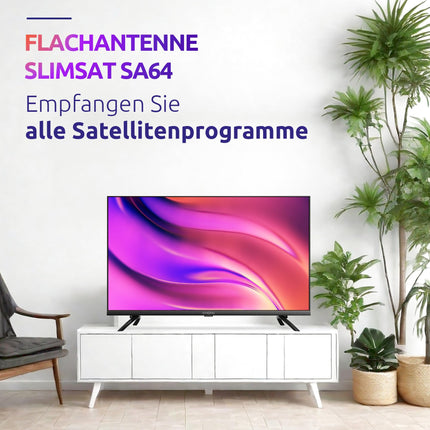 STRONG - SlimSat SA64 - Kompaktne satelliitantenn - Integreeritud neljakordne LNB 4 vastuvõtja jaoks - aknakinnitusega - Kinnitub seintele, rõdudele või postidele - Ideaalne telkimiseks, reisimiseks ja koduseks kasutamiseks - valge
