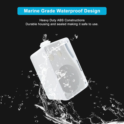 STUDIOFINIX Waterproof Outdoor Speakers Wired - 3.5 Inch 3 Way 200W Surface Marine &amp; Wall Mount Speakers - Heavy Duty ABS Grill, Suitable for Home, Boat, Poolside, Patio (White)