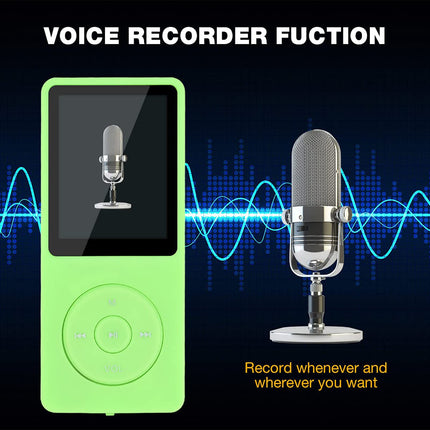 MP3/MP4 Player, Lychee Upgrade, 8 GB Digital Music Player, Portable HiFi Sound with Video/Voice Recording/FM Radio/E-Book Reader, Supports up to 64 GB (Green)