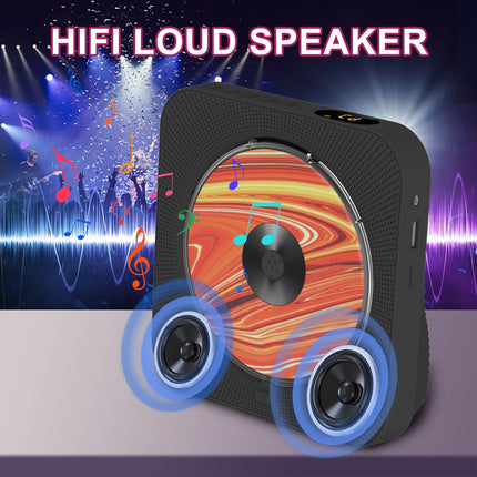 Liphier kaasaskantav CD-mängija HiFi kõlaritega lauaarvutile, multifunktsionaalne CD-mängija, sisseehitatud Bluetooth 5.1 seadistamine, LED-ekraan, puldi tolmukate mustale