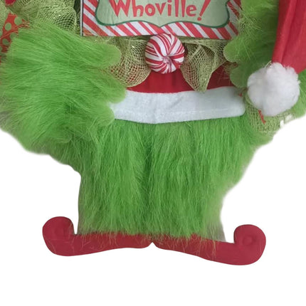 Christmas Thief Wreath for Front Door, Green Ivory Christmas Wreath Hanging Welcome Sign Home Decoration Indoor Outdoor (Green, 46 x 30 cm)