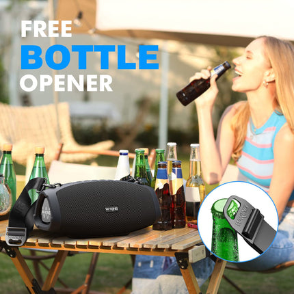 W-KING 120W Peak Bluetooth Speaker Large, IPX6 Music Box Speaker Bluetooth Party Boom Box, THREE Passive Radiators - Omnidirectional HiFi Super Bass/DSP/2 Woofers/42H/Power Bank/TF/AUX/EQ/Opener