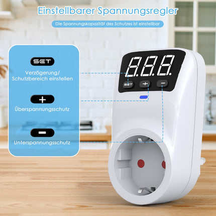Pingekaitse, ülepingekaitsega pistikupesa, suure jõudlusega pingeregulaator kogu maja seinale koju, kontorisse, reisimiseks, LED-indikaatortuli, 3680W