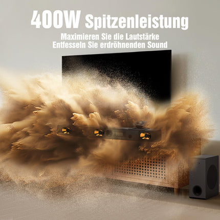 Hiwill 3.1.2-kanaliline Dolby Atmos heliriba teleri ruumilise heli jaoks, 5,25-tolline subwoofer, 2 üles suunatud, 2 küljele suunatud kõlarit, 400 W tippvõimsusega kodukino kõlarid, 3D-heliriba Bluetoothiga, eARC/ARC/Opt, Nimbus A312
