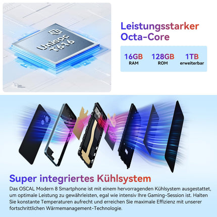 OSCAL Modern 8 nutitelefon ilma lepinguta 16GB+128GB/1TB, 90Hz 6.75" HD+ IPS Android telefon 2Ghz, 50MP+8MP nutitelefon, 6000mAh/18W kiirlaadimine/OTG, näotuvastus/sõrmejäljetuvastus, 5G WiFi/BT5.0 - must