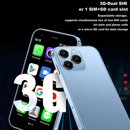 Hipipooo minitelefon, 3G nutitelefon, 3-tolline 1000mAh Android 8.1 varundusnutitelefon, 2GB+16GB (XS15-sinine)