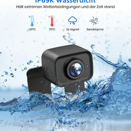AUTO-VOX W12 CAM juhtmevaba auto tahavaatekaamera: HD 1080P tahavaatekaamera värvilise öönägemisega, IP69K veekindel tahavaatekaamera toetab 2 kaamerat, juhtmevaba tahavaatekaamera autole, veoautole, matkaautole