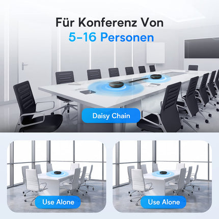 EMEET Bluetooth konverentsikõlarite komplekt - 2 kõlarit dongliga, konverentsikõlar mikrofoniga, 360° hääletuvastus/ühendatav, kõnede/konverentside/veebikoosolekute/tundide/kontori/kodukontori jaoks