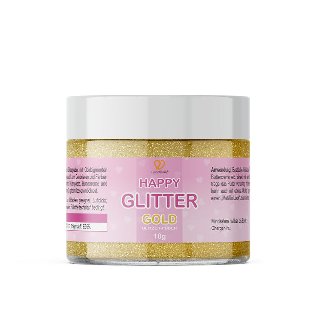 GoodBake Happy Glitter Gold – söödav toidusädelus – sädelev pulber kookidele, saiakestele, küpsistele ja jookidele – ideaalne tordikaunistuseks sünnipäevapeol!