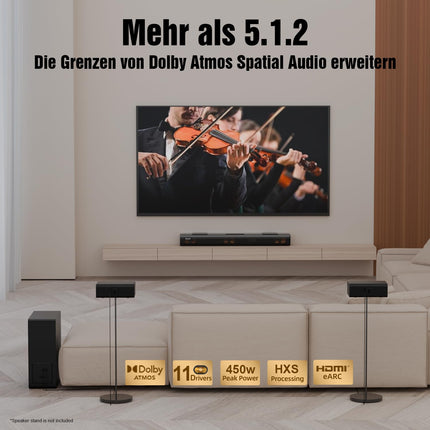 Hiwill 5.1.2-kanaliline Dolby Atmose heliriba telerile, ruumilise heli süsteem telerile, heliriba 6,5-tollise subwooferiga, 2 tagumist ruumilise heli kõlarit, 2 ülespoole suunatud draiverit, Nimbus A512