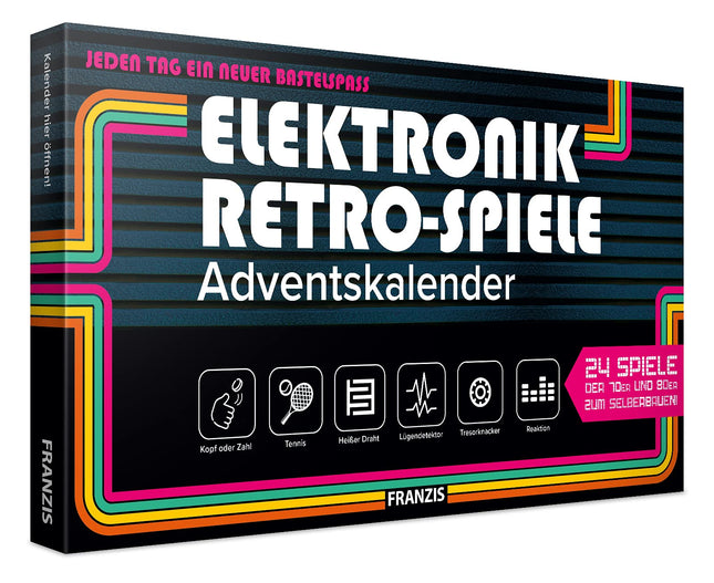 FRANZIS 67150 - Elektrooniline retromängude advendikalender, 24 isetegemismängu 70ndatest ja 80ndatest, sh 28-leheküljeline kaasasolev raamat, jootmist pole vaja