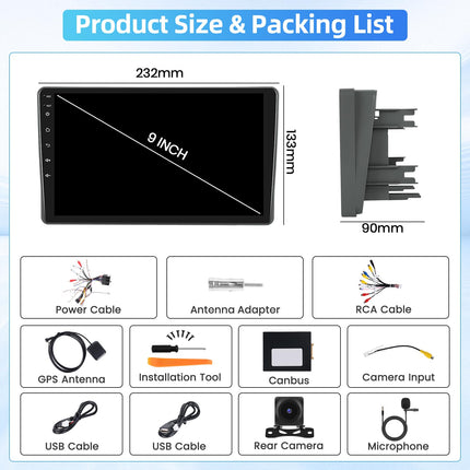 Fuluku 4+64G Android autoraadio FIAT Pandale (2002, 2003, 2004, 2005, 2006, 2007, 2008, 2009, 2010, 2011, 2012), juhtmevaba Carplay ja Android Auto, 9-tolline puutetundliku ekraaniga raadio, Bluetooth 5.0/GPS/tagurduskaamera/FM/WiFi/SWC