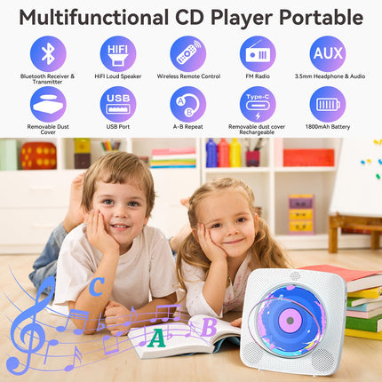 CD-mängija lastele: Kegaudio raadio CD-mängijaga, kaasaskantav CD-mängija, Bluetooth, kaasaskantav CD-mängija kõlariga, esipaneeliga, kaugjuhtimispuldiga, taimeriga, USB-taasesitus, AUX-taasesitus