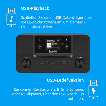 TechniSat DIGITRADIO 570 CD IR – Stereo DAB+ internetiraadio (CD-mängija, Wi-Fi, FM, Bluetoothi ​​heli voogedastus, Spotify, USB, äratuskell, Wi-Fi voogedastus, AUX-sisend, ekvalaiser, kaugjuhtimispult, 2 x 5 vatti) must