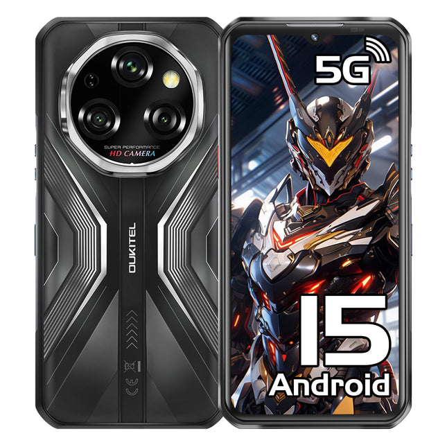 OUKITEL WP55 Android 15 Outdoor Smartphone 5G, 36GB+256GB/2TB Outdoor Mobile Phone Without Contract 11000mAh, 6.6" FHD+ Construction Site Phone, 108MP+32MP+8MP Night Vision Camera, IP68 Waterproof Mobile Phone/IP69K/NFC/OTG/GPS