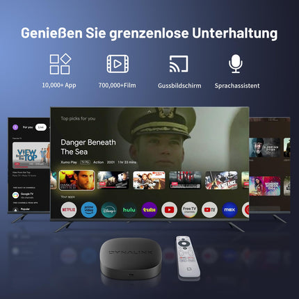 Google TV Box – nutiteleri karp toetab Google TV-d, Netflixi, 4K UHD voogedastusmeediapleierit. Toetab Google Assistantit, Dolby Audiot, HDR10+, juhtmevaba ekraanipeegeldust, 2 GB + 16 GB, kahe sagedusribaga WiFi-d.