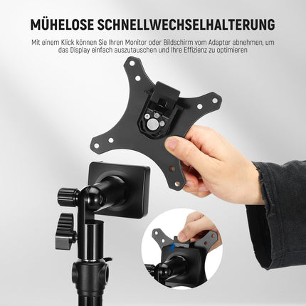NEEWER monitori kinnitusadapter kiirkinnitusega VESA kinnitusega, 270° reguleeritav metallist 5/8" C-jalg, valgusti aluse adapter teleriekraanidele kuni 17-32", maksimaalne koormus 8 kg, MA010