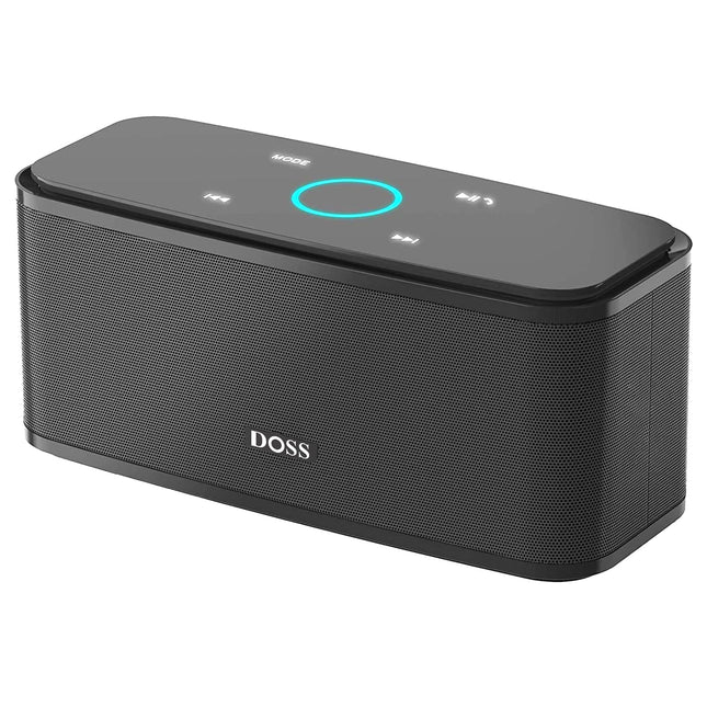 DOSS SoundBox Bluetooth Speaker, Bluetooth 5.0 Music Box, Full-Range Driver, 20H Playtime, Touch Control, IPX5 Waterproof, Bluetooth Speakers for Mobile, Home, Garden, Travel - Black