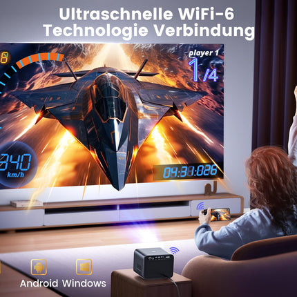 Smart Projector【Official Netflix &amp; Dolby Audio】 30000 Lumens Autofocus/Keystone Correction Projector 4K Support WiFi6 Bluetooth Full HD 1080P, 60Hz Video Projector for Home Theater/Outdoor Mobile Projector