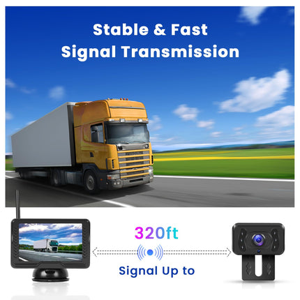 Inefala AHD juhtmevaba tahavaatekaamera, 5-tolline IPS HD monitor, IP69 veekindel, öine nägemine, 120° lainurk, tagurduskaamera väikestele autodele, DC 12V