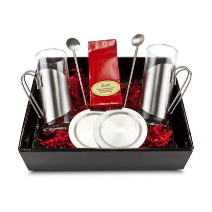 Römer Präsente Tea Gift Set: 7-piece set; 2 tea glasses, 2 coasters, 2 drinking spoons, and 1 cherry tea (50 g)