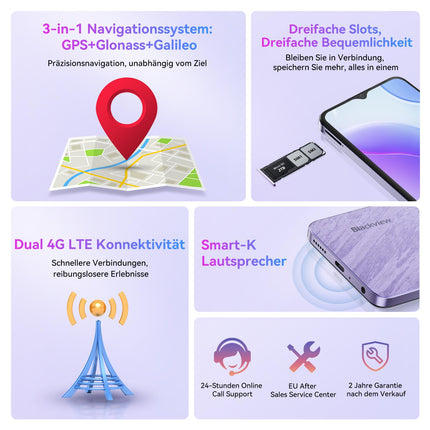 Blackview Wave 8C odav Android 14 mobiiltelefon ilma lepinguta, 6GB+64GB/2TB SD, Octa Core 6.56" HD+, 5000mAh aku, 13MP+8MP kaamera, 4G kahe SIM-kaardiga nutitelefon, lukustamata, 3.5mm pesa/GPS/2-aastane garantii