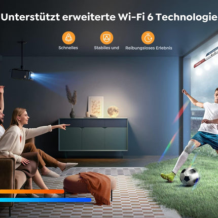 4K Projector with Android TV 11.0, Sound by JBL, Dolby Audio, NFC, Autofocus, Auto Keystone Correction, WiFi6, Bluetooth, YABER K2s 1000 ANSI 1080P Full HD Projector Home Theater Outdoor 300" Display Video Projector