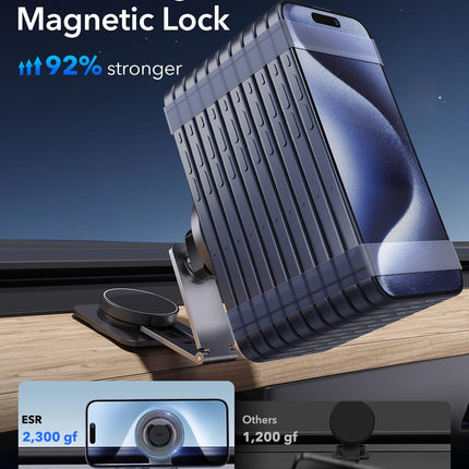 ESR autotelefonihoidik Magsafe autokinnituse, armatuurlaua ja Tesla puutetundliku ekraani jaoks. Magnetiline autotelefonihoidik iPhone 16/16e/15/14/13/12/Samsung/Android ja kõigile nutitelefonidele (2 metallrõngaga).
