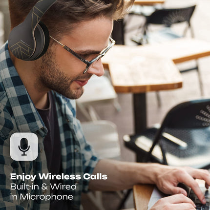 PowerLocus P6 Bluetooth kõrvaklapid, juhtmevabad kõrvaklapid superbassiga, 40-tunnine mänguaeg, mikrofon, häälassistent, passiivne mürasummutus iPhone'ile, Samsungile, iPadile, arvutile, sülearvutile, telerile