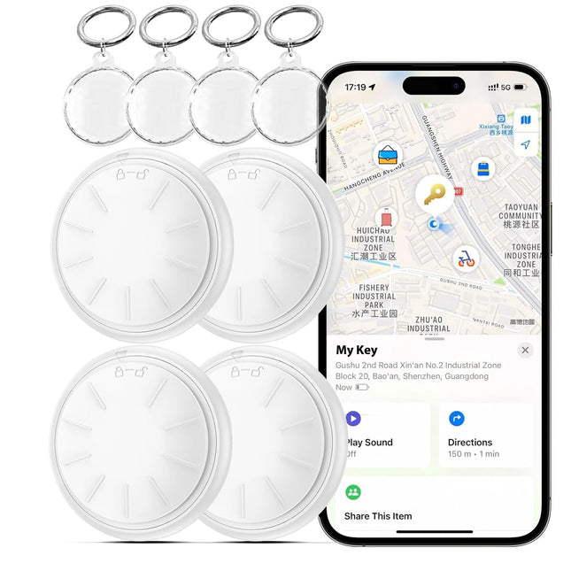 Õhujälgimissilt, nutikas Bluetooth-esemete leidja, töötab Apple Find My rakendusega (ainult iOS), võtmeleidja pagasi, kohvrite ja muu jaoks, jälgimine üle maailma, vahetatav aku, 4