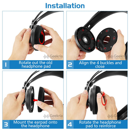 Geekria Comfort Velour Replacement Ear Pads for AKG K121, K121S, K141 MK II, K142 HD Headphones, Headset, Ear Cushions, Repair Parts (Black)
