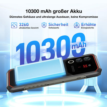 DOOGEE Blade 10 Max välistingimustes kasutatav nutitelefon ilma lepinguta Android 14, 10300mAh, 20(8+12) GB+256GB/2TB TF õues kasutatav nutitelefon, 1.54" tagumine ekraan 6.56” + 90Hz, 50MP+8MP ehitusplatsi telefon, sõrmejäljelugeja/näotuvastuse/NFC/OTG
