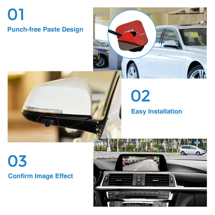 PARKVISION rear view camera, flexibly adjustable car camera with rotatable lens, PAL TV system, vertical image flip function, easy installation without parking line