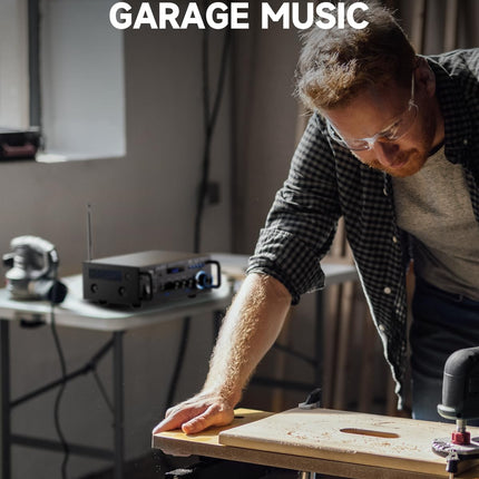 Moukey 2.0 kanaliga stereo Bluetooth karaoke võimendi, 100W stereo helivõimendi vastuvõtja, HiFi võimendi RCA, USB, SD, 2 mikrofoni sisendiga, FM-raadio autosse või koju, MAMP3