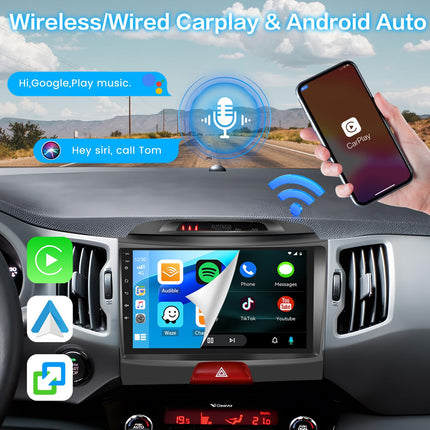 Inefala Android 13 2G/64G autoraadio GPS-navigatsioon Kia Sportage 2010-2016 raadio juhtmevaba Carplay Android Auto, 9-tolline puuteekraan, GPS, WiFi, BT, USB, FM RDS, ekvalaiser, mikrofon, kaamera