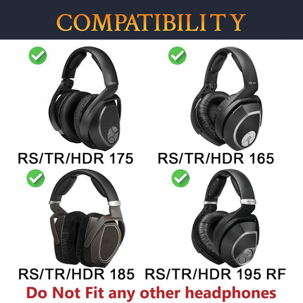 SOULWIT jahutusgeeliga vahetuskõrvapadjad Sennheiser RS165/RS175/RS185/RS195 (RS 165 175 185 195 RF) jaoks, vahetuspadjad HDR165/HDR175/HDR185/HDR195 (HDR 195RF) juhtmevabadele kõrvaklappidele