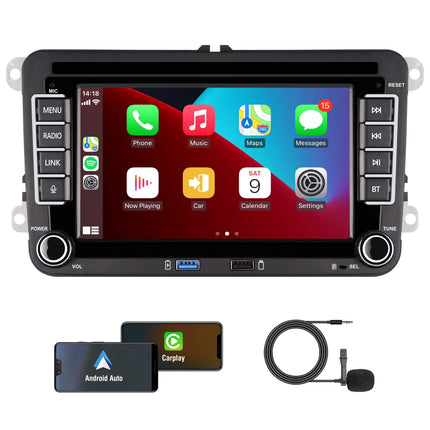 KTTCORLP Linux Car Radio with Screen for Golf 5 6 VW Polo T5 Passat Touran Seat with Navigation FM/AM, Apple Carplay, Android Auto, Steering Wheel Control, 2Din Dab Car Radio Touch Display 7 Inch