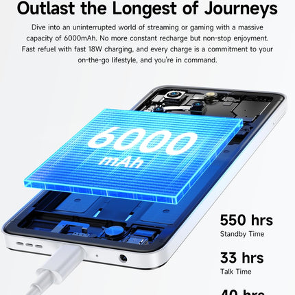 Ulefone Note 20 PRO Android 14 nutitelefon, 6,75-tolline HD+ suur ekraan, 8 GB RAM + 128 GB ROM, 50MP + 8MP + 2MP, kahe SIM-kaardiga nutitelefon, 6000mAh aku, sõrmejäljelugeja + näotuvastus, GPS, must