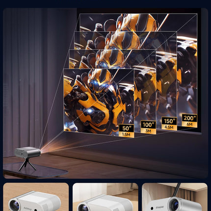 Antmap miniprojektor Bluetooth, väike projektor mobiiltelefonile, 1080P tugiprojektor iPhone'ile/Androidile, filmiprojektor koju/õues, ühildub nutitelefoniga/TYPE C kaabel/HDMI/USB/Fire Stick/PS5