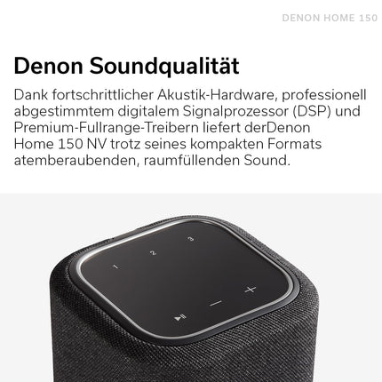Denon Home 150 NV wireless speaker with integrated HEOS multi-room technology, Bluetooth, Apple AirPlay 2, Black