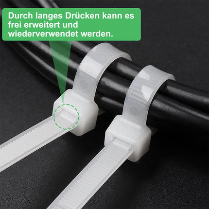 Cable Ties White Extra Long 100 Pieces 650 × 8.8mm Wide Cable Ties with 70 kg tensile strength Can be used indoors and outdoors for cable management