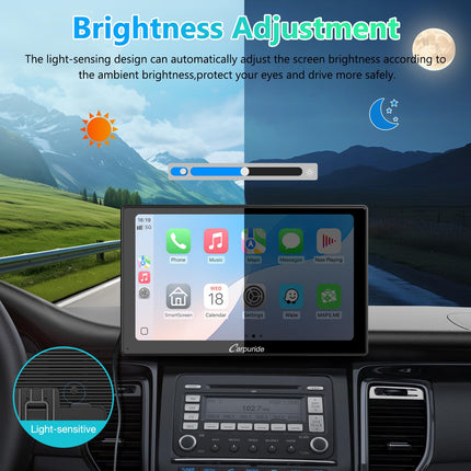 Carpuride V9 kaasaskantav autostereo, juhtmevaba Carplay ja Android Auto, 9-tolline 1080P HD puutetundliku ekraaniga raadio BT 5.0-ga, Mirror Link, valgustundlikkuse tugi, matkaautodele