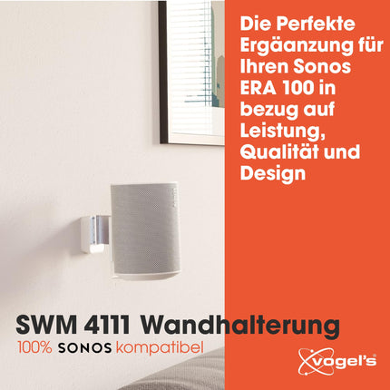 Vogel's SWM 4111 kõlari seinakinnitus Sonos ERA100 kõlarile, max. 5 kg, kallutus -30°/+30°, pöörlev kuni 70° (vasakule/paremale), valge (1tk)