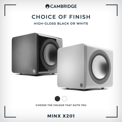 Cambridge Audio Minx X201-200-vatine aktiivsubwoofer kahe lisabasskõlari ja täielikult reguleeritava heliga - must