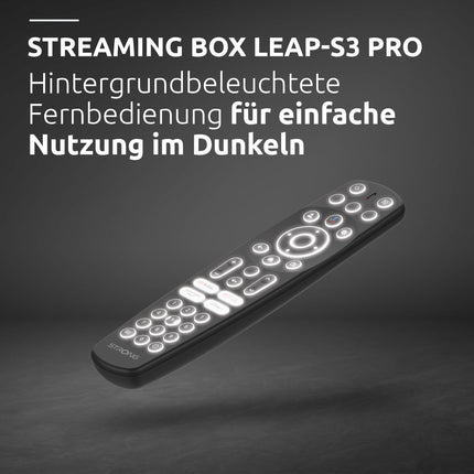 STRONG Leap-S3 Pro 4K UHD Google TV voogedastusboks Etherneti pordiga, Android 12, 4 GB muutmälu + 32 GB salvestusruumi, Wi-Fi 6, sisseehitatud Chromecast, Google Voice Control, Dolby Atmos ja Dolby Vision